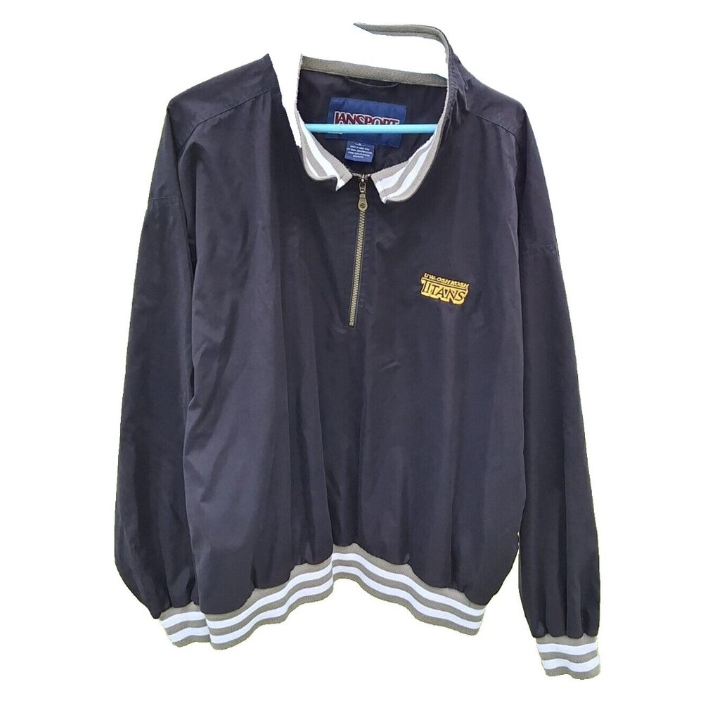 UW Oshkosh Titans Jansport Windbreaker 1/4 Zip Jacket Black SIZE ADULT X-LARGE